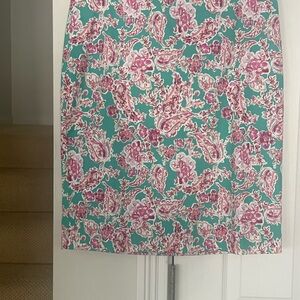 J. Crew Teal and Pink Floral Pencil Skirt